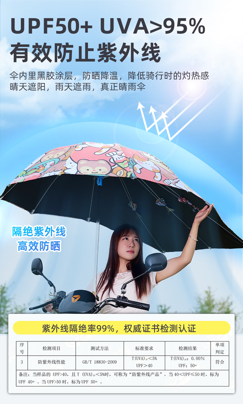 Electric Vehicle Umbrella Canopy Foldableable and Removable Sun Protection Battery Vehicle Pedal Special Parasol Waterproof Canopy 158