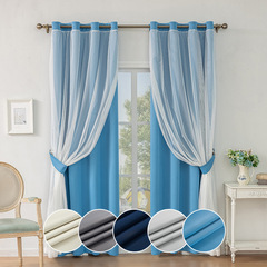 绍兴跨境亚马逊窗帘双层带纱遮光无光布成品外贸TEMU代发curtains