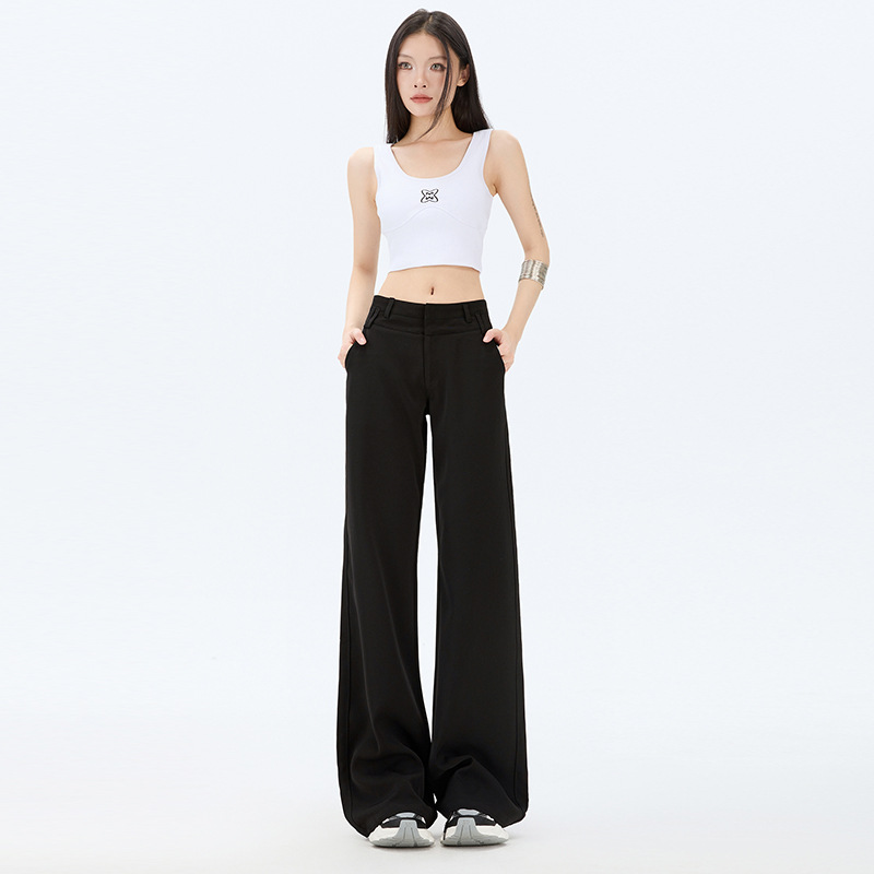 Black Flared Pants for Women Summer 2025 New Slim Fit Casual Drapey Bootcut Pants Suit Micro-Flared Pants