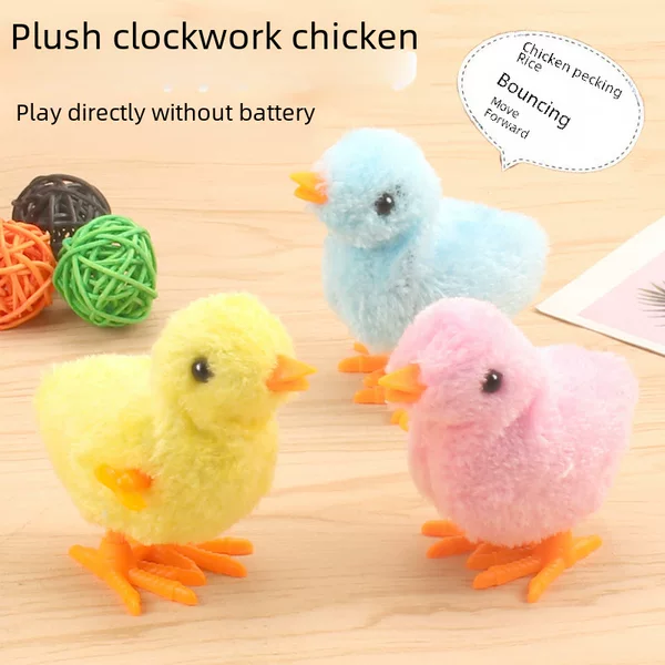 Winding chicken clockwork chicken plush children's winding chicken hot selling stall nostalgic educational toys wholesale
