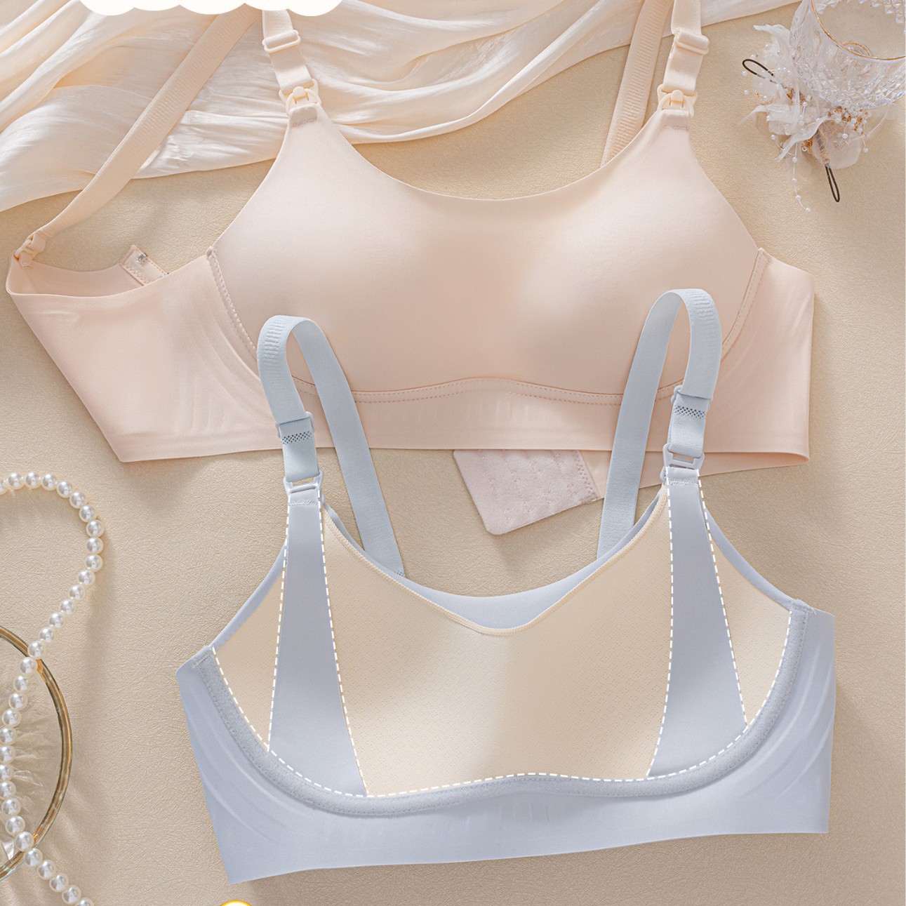 Venta directa de fábrica comercio electrónico transfronterizo Sudeste de Asia Vietnam Tailandia damas sin costuras sujetador de recogida lateral cómodo