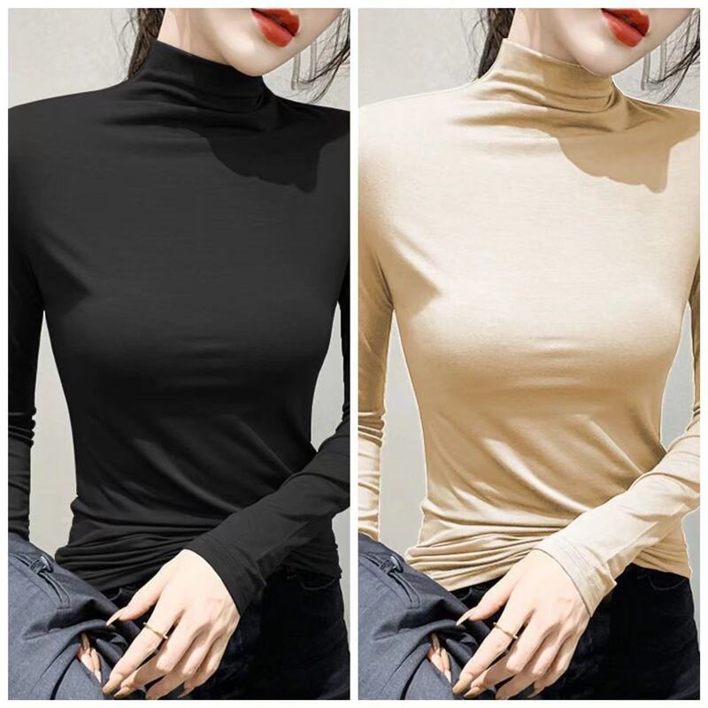 Autumn and Winter Slim-Fit New Base Top Stylish Spring and Autumn Slimming Black High-Neck Versatile Thin Long-Sleeve with Tags