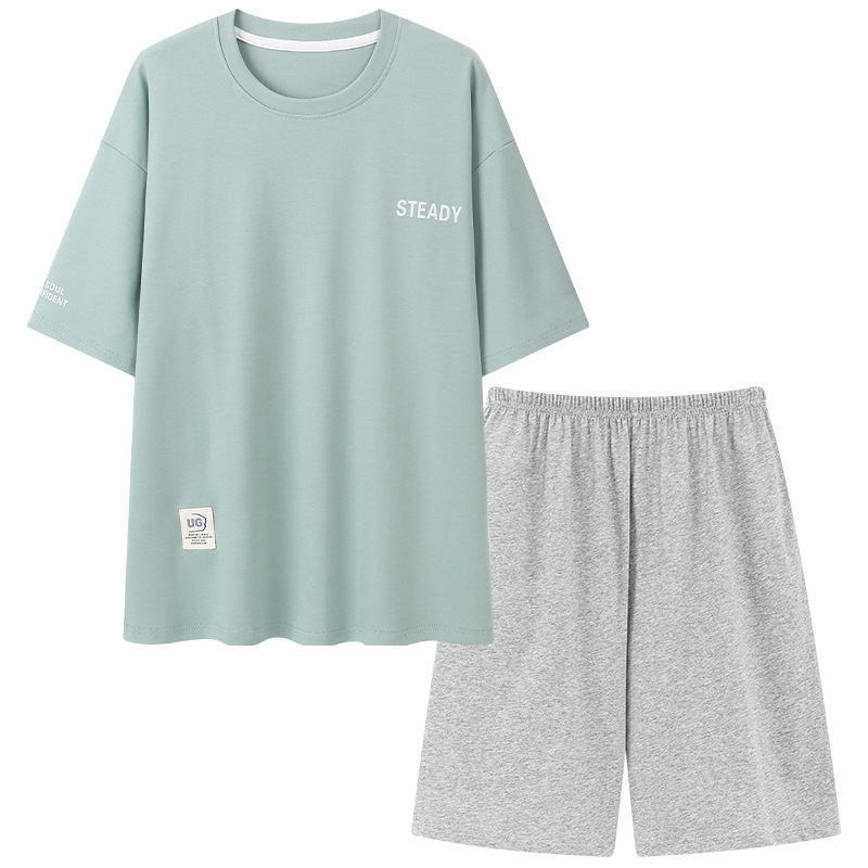 Men's Pajamas Summer Modal Short-sleeved Shorts Teenagers Youth Thin Outer Wearing Home Clothes suit Simple 5