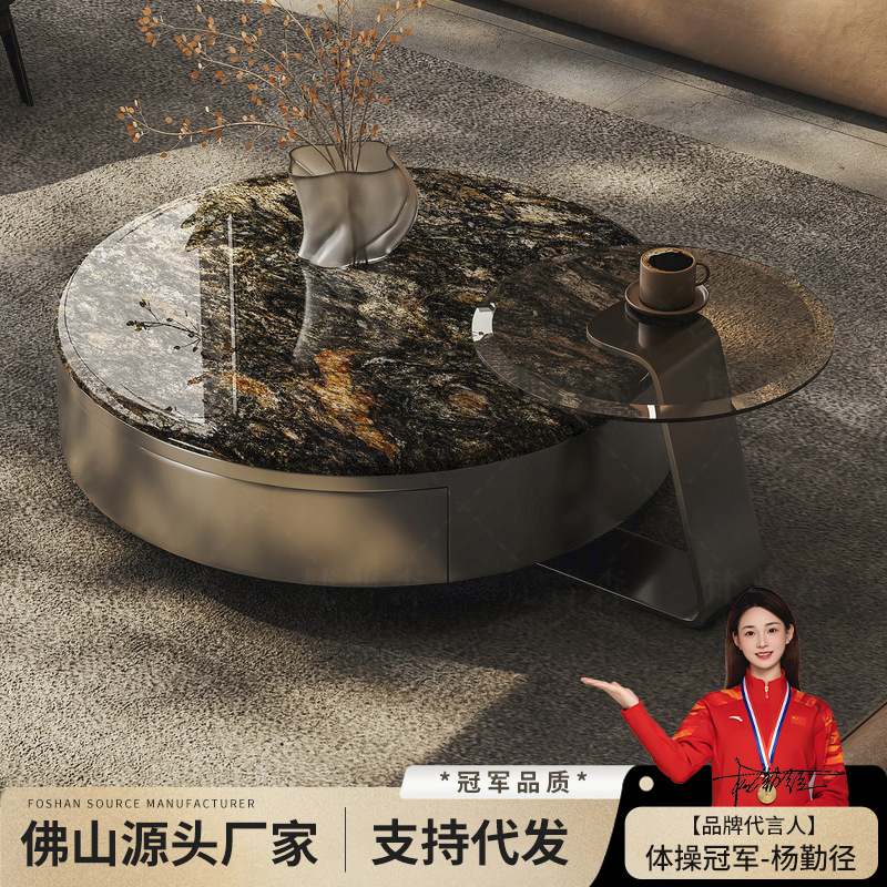 Natural Marble Coffee Table Wholesale Italian Minimalist Light Luxury High-End Living Room Square Round Simple Luxury Stone Coffee Table
