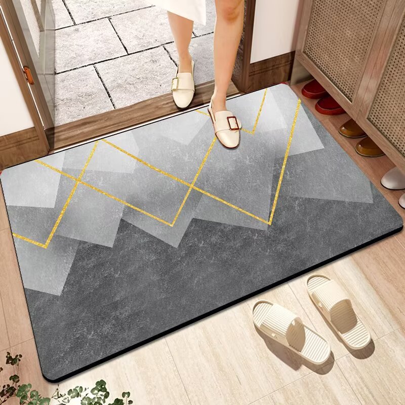 New Geometric Bathroom Floor Mat Soft Diatom Mud Floor Mat Kitchen Bathroom Door Non-Slip Water-Absorbent Foot Mat Resistant to Dirt and Foot Rub