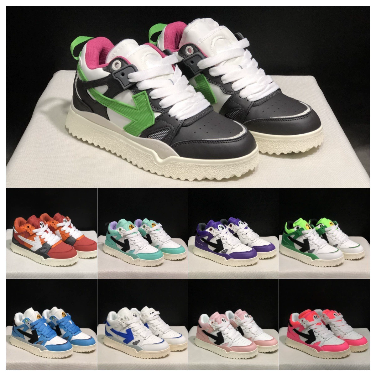 Putian Shoes New OFF Collaboration Белые кроссовки БЕЛАЯ повседневная обувь в европейском стиле Унисекс-обувь на толстой подошве, увеличивающая рост, оптовая продажа для внешней торговли.