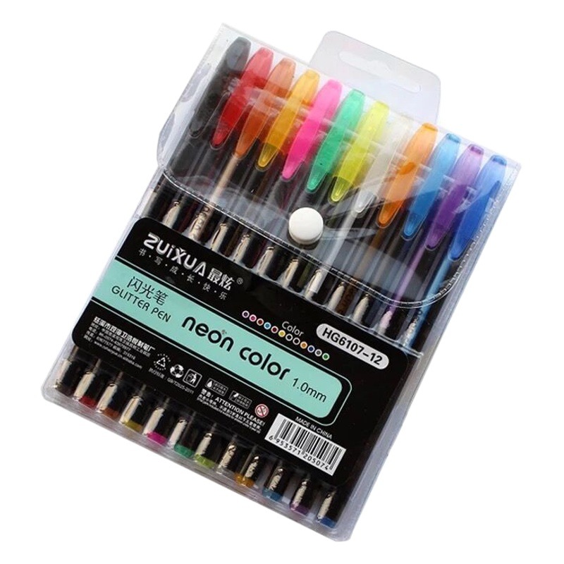 Flash pluma brillante cristal resaltador brillo pluma estudiante mano cuenta pluma marca COLOR gel pluma 12/48/60 color