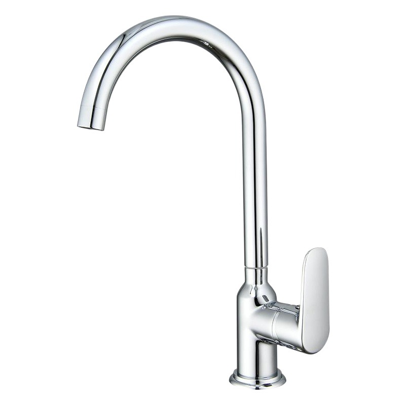 Grifo Mezclador Giratorio de Cocina de Cobre, Diseño de Gran Curva para Fregadero de Cocina