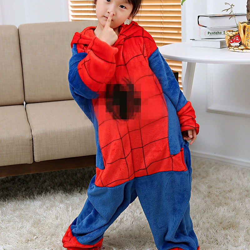 Прямые продажи с фабрики, новые цельные пижамы с рисунком паука Ся для домашнего использования для мужчин и женщин, парная туалетная версия, цельные пижамы с капюшоном