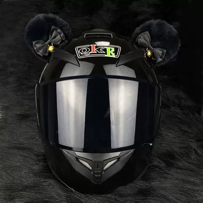 Motosiklet dəbilqələri Ears Cat Ears Electric - 1-pair-of-black-eared-black-silk