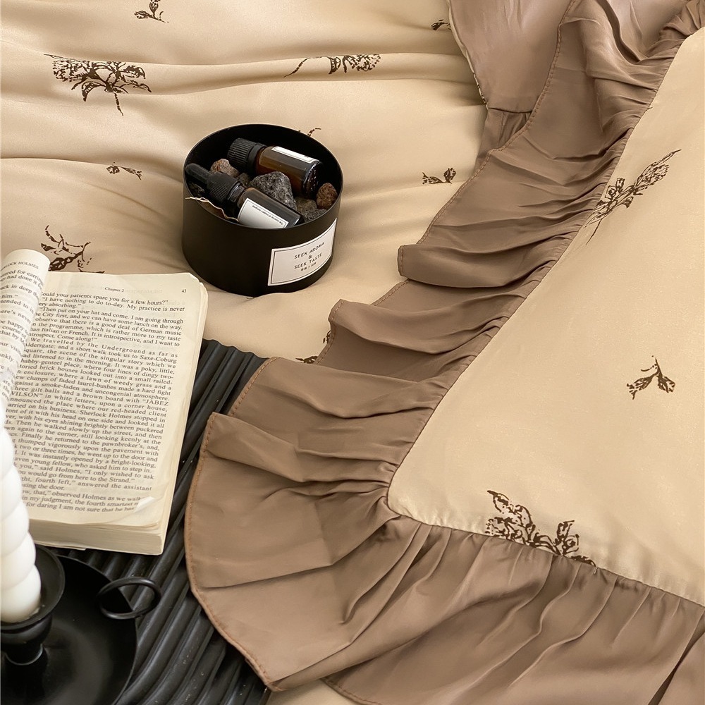Nordic French Vintage Boho French-style Vintage Print Austrian Lenzing Tencel Four-piece Set, Summer Cool-touch Ice Silk, Silky Smooth Bedding For_voghion.com