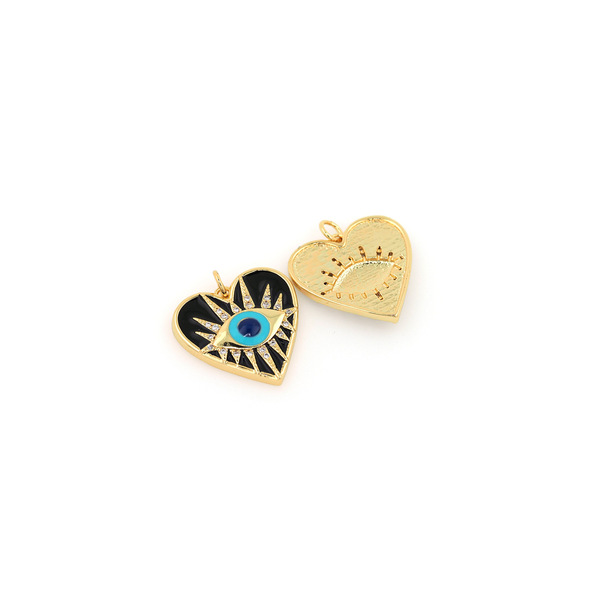 Copper pendant with zircon heart shaped