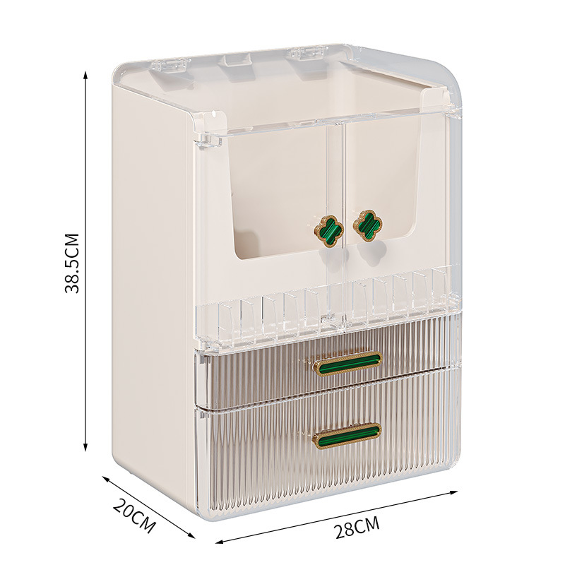 Caja de almacenamiento de cosméticos Tocador de escritorio a prueba de polvo Caja de almacenamiento de productos para el cuidado de la piel Mascarilla transparente multicapa Soporte de almacenamiento de lápiz labial