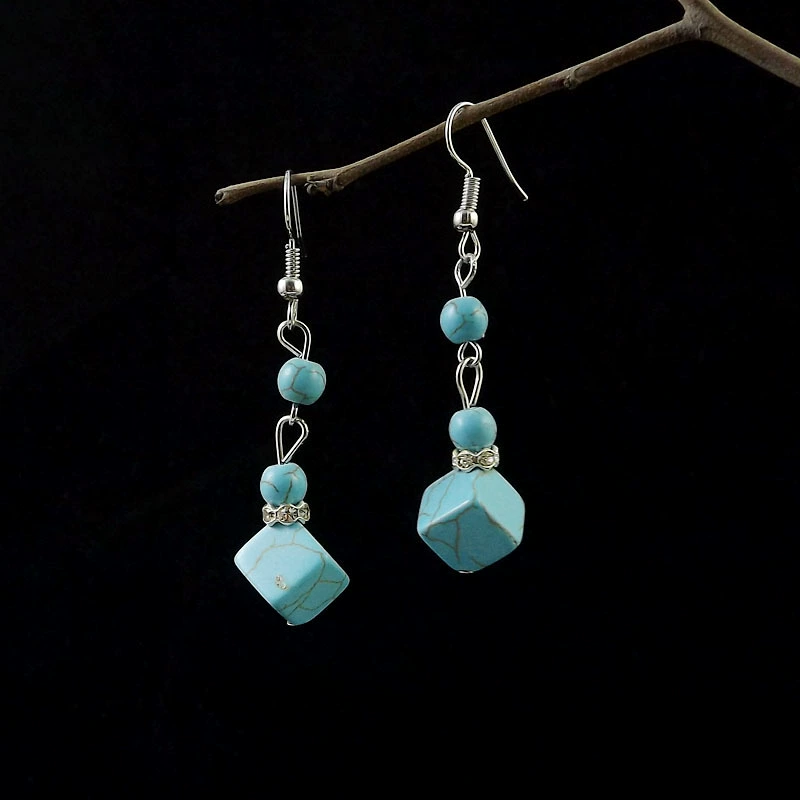 Ретро классические этнические серьги,Turquoise аксессуар для путешествий для фотосессий, этнический стиль, простой и элегантный дизайн