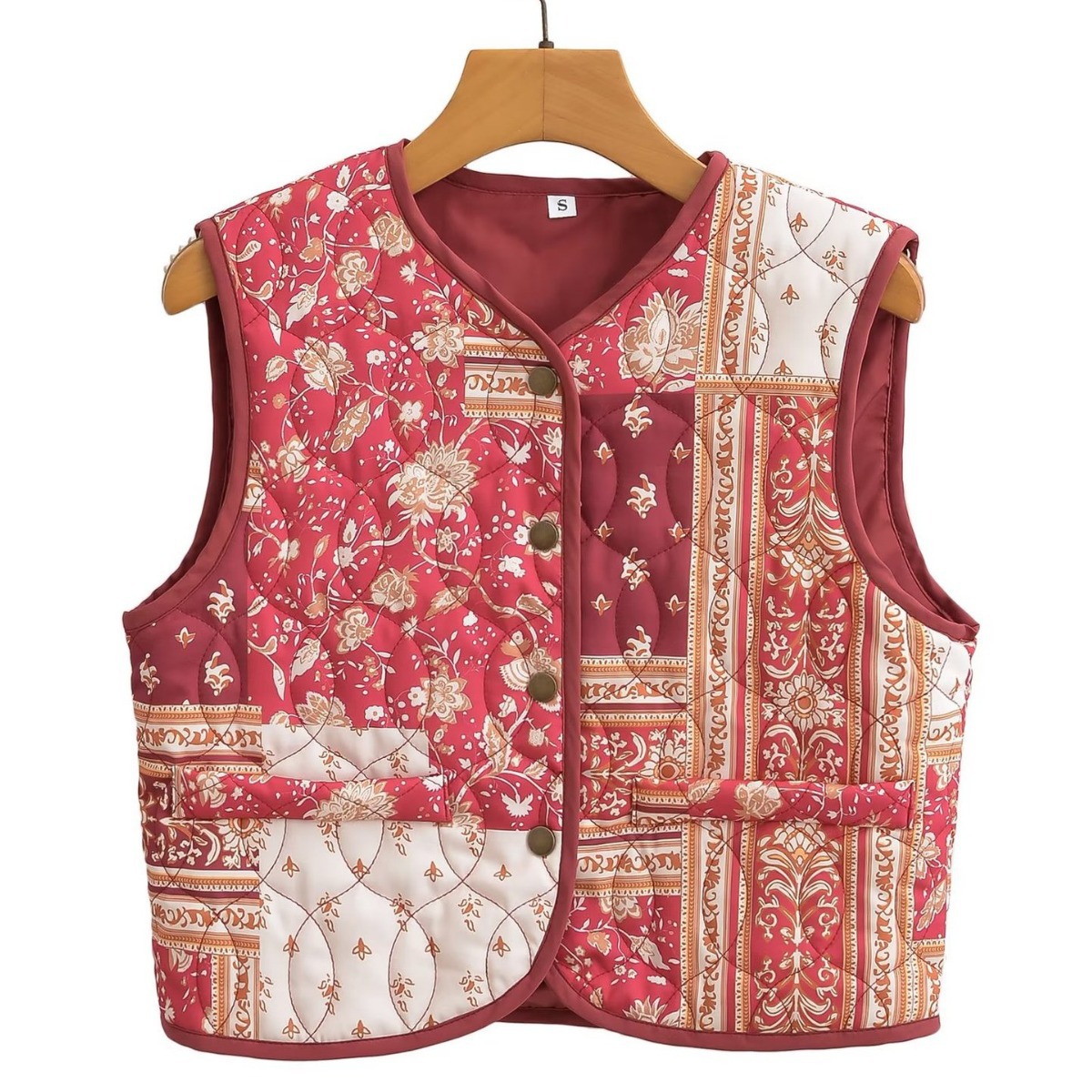 Vêtements pour femmes 2023 automne nouveau style imprimé gilet épais et portable_voghion.com