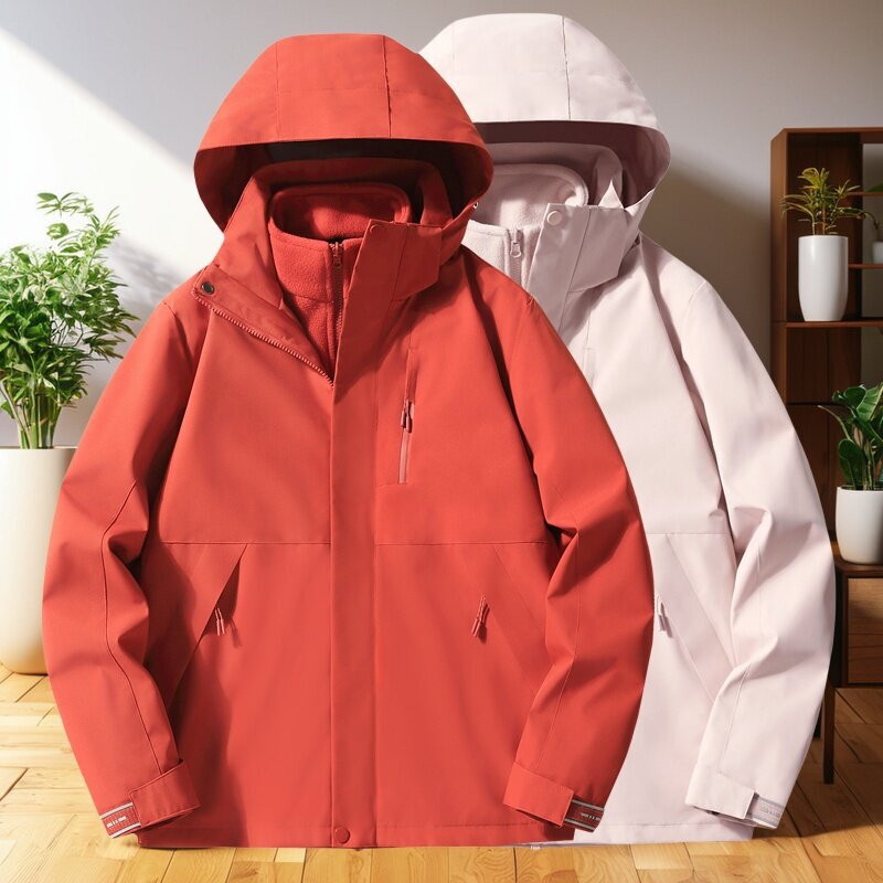Autumn and Winter Outdoor Jackets for Men and Women, 3-in-1 Loose-Fitting Versatile Couple Casual New Hooded Trendy Mountaineering Clothing Autumn and Winter Outdoor Jackets for Men and Women, 3-in-1 Loose-Fitting Versatile Couple Casual New Hooded Trendy Mountaineering Clothing