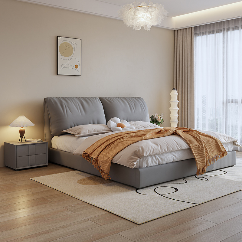 Elephant Ear Bed Technology Fabric Bed Italian Minimalist Cream Style Nordic Master Bedroom Double Bed Internet Famous Bed Air Pressure Bed