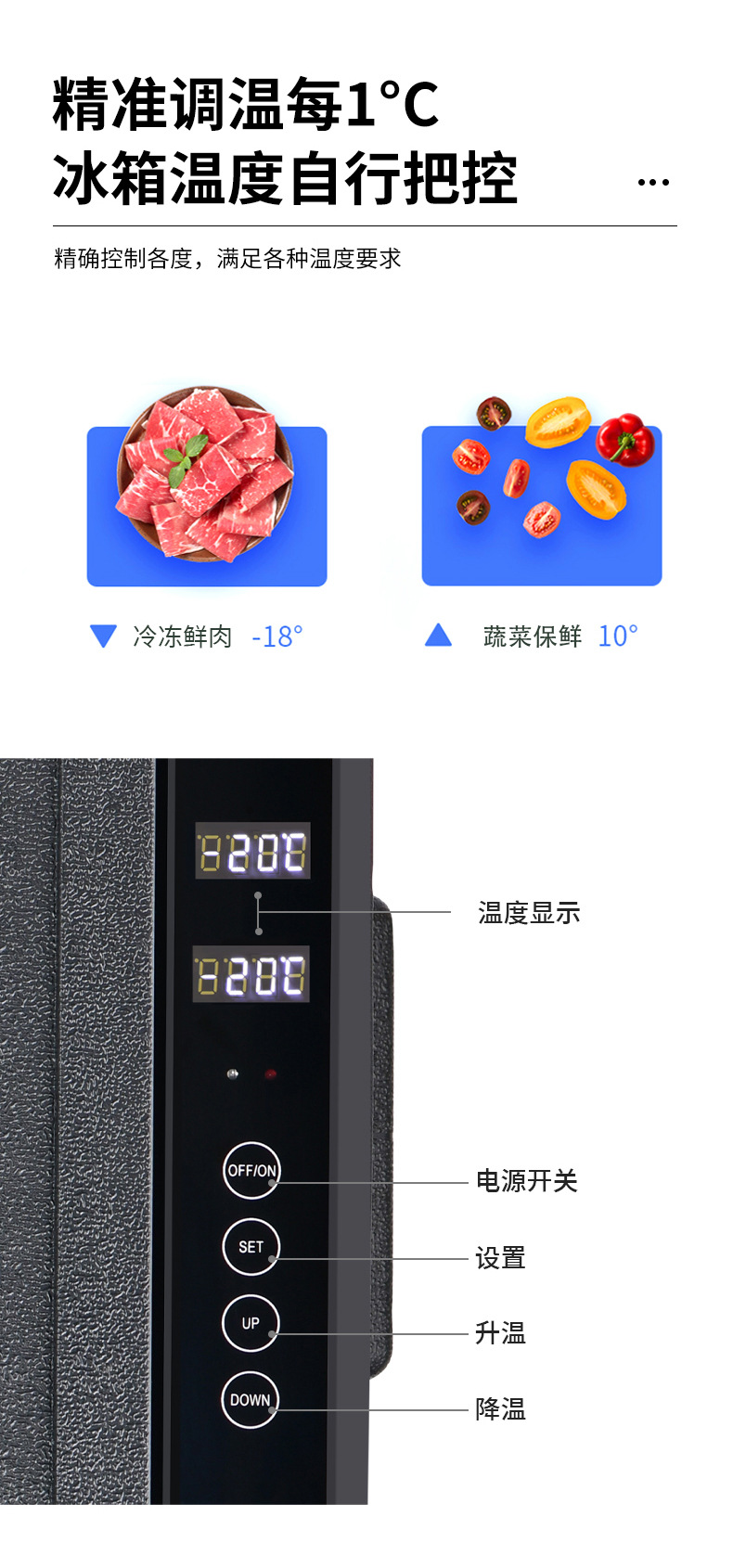 Dual-zone compressor car refrigerator 35 liters freezing and refrigerating zone control portable compressor freezer