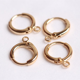 14K bag gold lock earrings round ear buckle color DIY handmade copper earrings jewelry accessories material wholesale