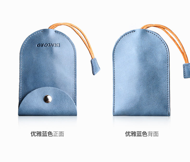 Suitable for Women's Genuine Leather Ultra-Thin Key Bag Creative Korean Cute Pull-Out Mini Compact Universal Car Lock