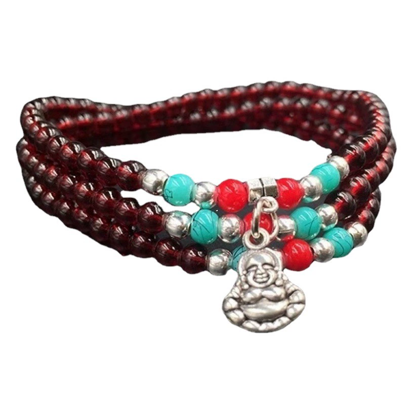 Браслет с имитацией граната в этническом стиле, 6 мм, многокруговой браслет с предохранителем, многослойный браслет, небольшой Подарочный киоск, партия поставки