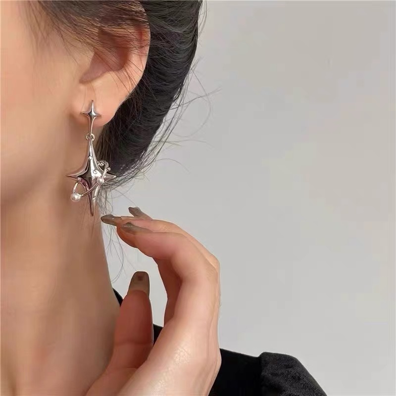 1 Pair Fashion Star Alloy Plating Artificial Pearls Rhinestones Women's Drop Earrings display picture 3