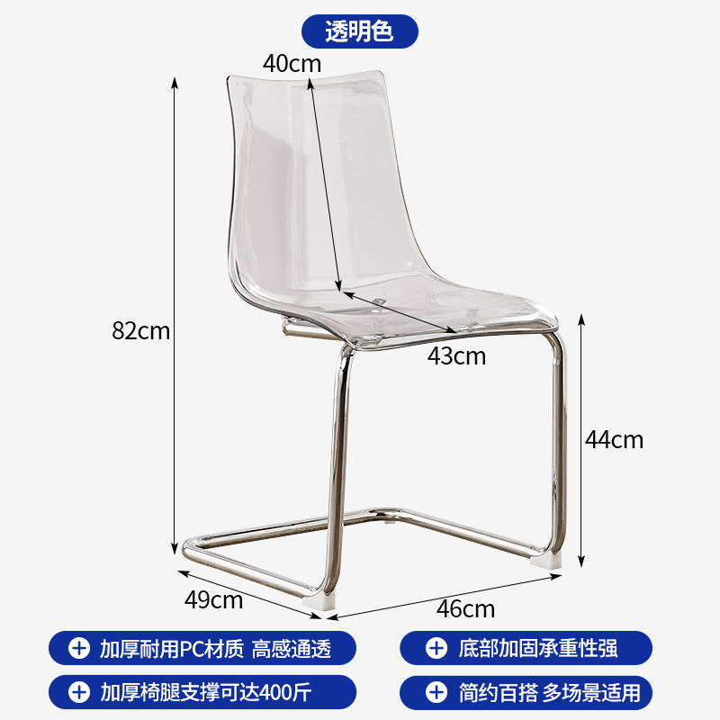 Sillas transparentes simples personalizadas sillas de comedor acrílicas diseñadas para el hogar en línea creativas de mesa de comedor respaldadas