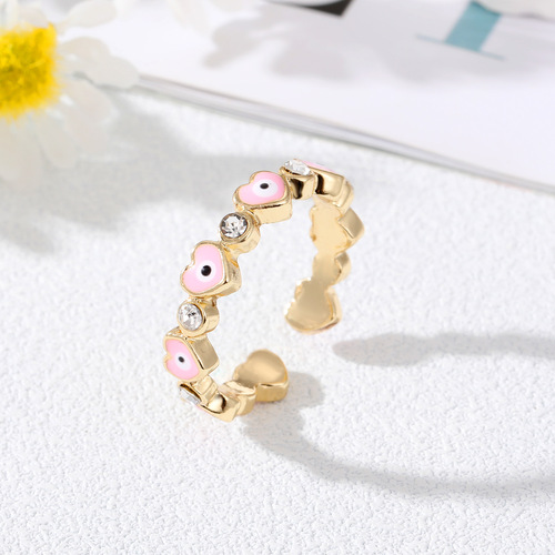 European and American cross-border new love devil's eye ring fashionable diamond adjustable eye ring retro hand jewelry