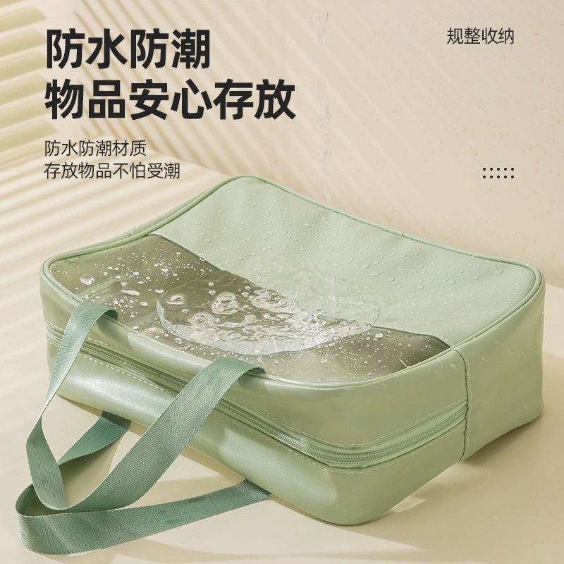 Capacious waterproof cosmetic bag PVC, polyurethane handheld organizer bag for traveling