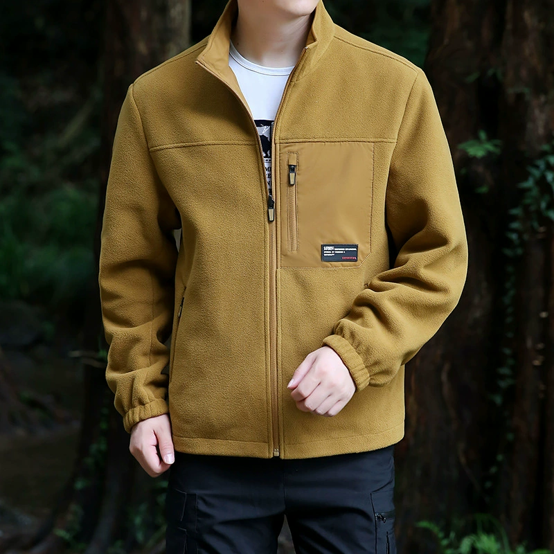 Двусторонняя флисовая куртка для мужчин на осень и зиму, утолщенная теплая ветрозащитная куртка с воротником-стойкой, повседневная куртка, уличная флисовая флисовая куртка