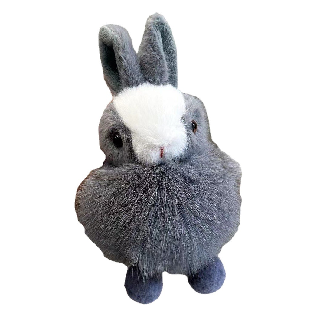 Colgante de Conejito de Piel de Zorro Auténtica, Peluche, Adorno para Bolso, Llavero para Coche, Cadena para Teléfono, Divertido Colgante para Llavero