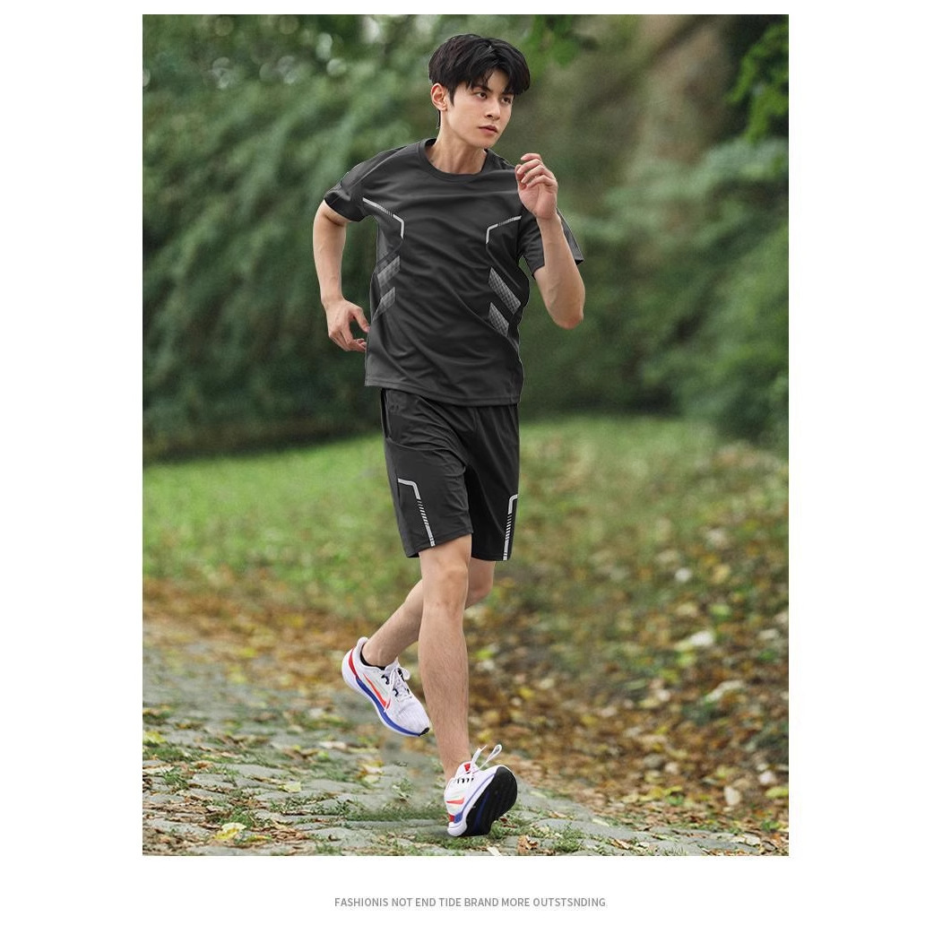 Personalizada 2026 hielo de verano rápido baloncesto mangas cortas plumas ropa de fitness set hombre running panty sueltos