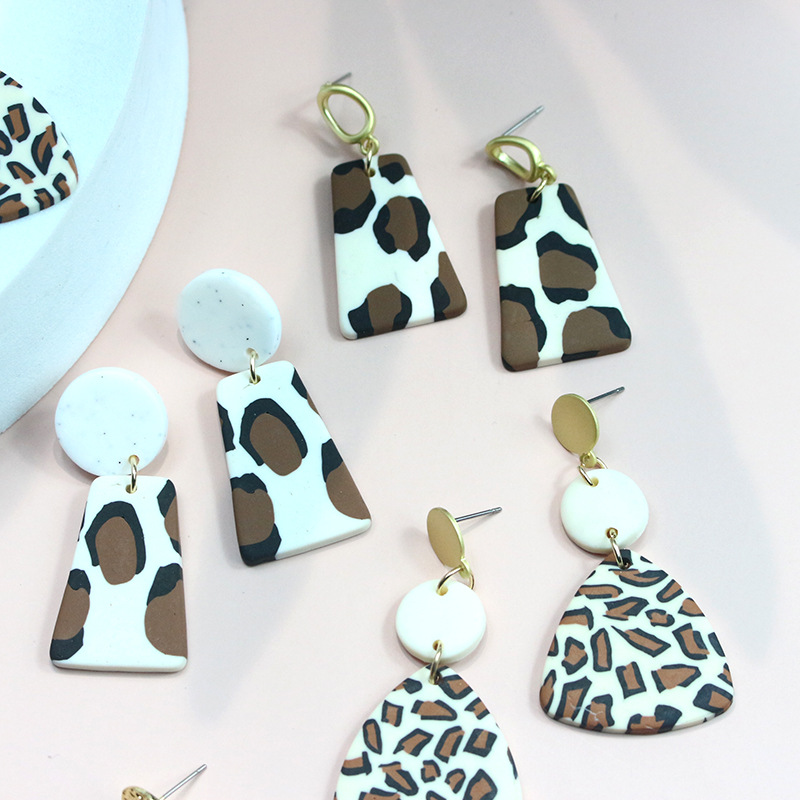 Fashion Leopard soft clay Patchwork Womenu0027S Drop Earrings 1 Pair