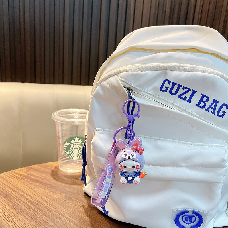Goma suave variedad conejito llavero lindo muñeca mochila colgante llavero de coche máquina de muñecas pequeño regalo