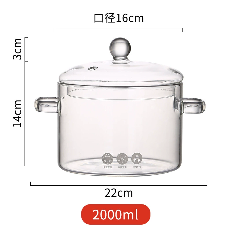 Стеклянная кастрюля-для тушения с высоким borosilicate стекла, прозрачная кастрюля для приготовления пищи, газ, огонь, высокая температура, маленькие горшочки, мини-кастрюля для супа