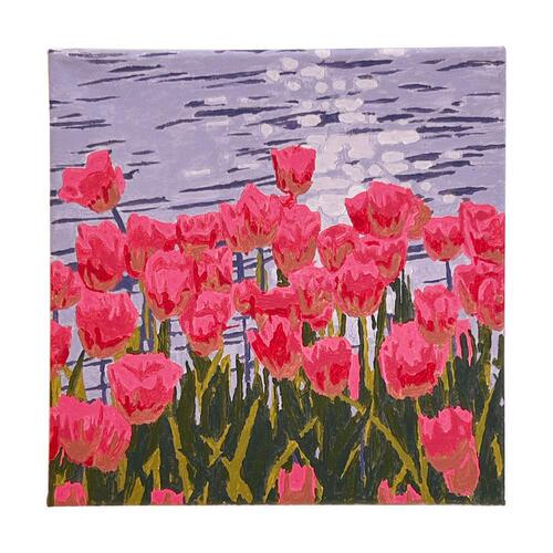 Digital oil painting DIY fillable oil color painting simple handmade coloring acrylic painting stress-relief bedroom decoration painting tulip
