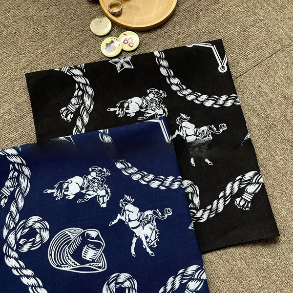 Pure Cotton 55CM black navy blue printed square scarf American retro casual scarf cashew flower square scarf hip hop scarf