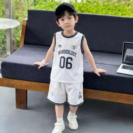 男童夏季速干篮球服套装2026新款儿童宽松男孩无袖运动装两件套潮