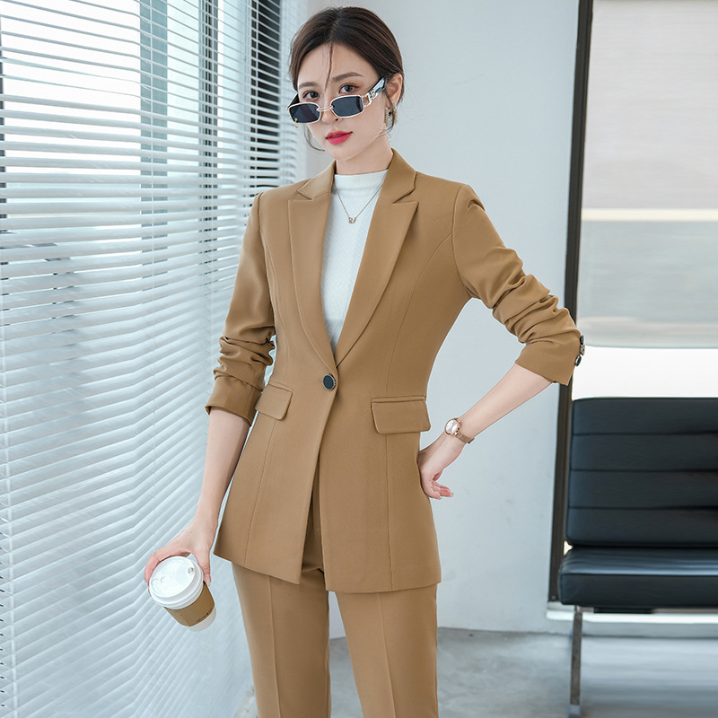 Loose long sleeve stretch suit women's mid-length coat spring new business wear women's suit suit temperament