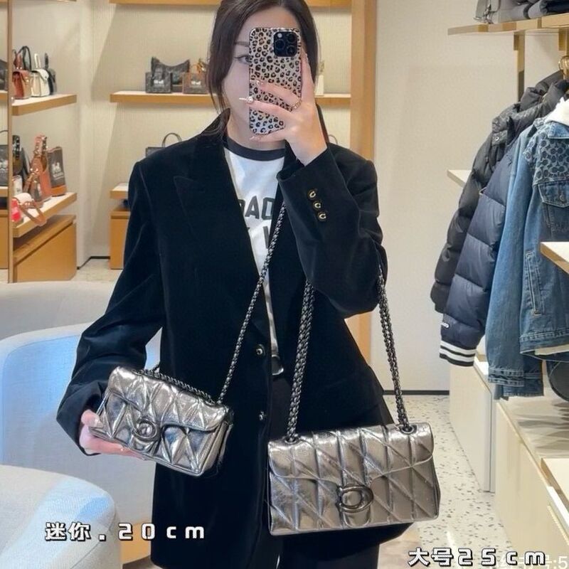 2026 New Women's Bag Quilted TABBY 20 26cm Metal Smooth Shoulder Bag Chain Crossbody Bag Dionysus Bag