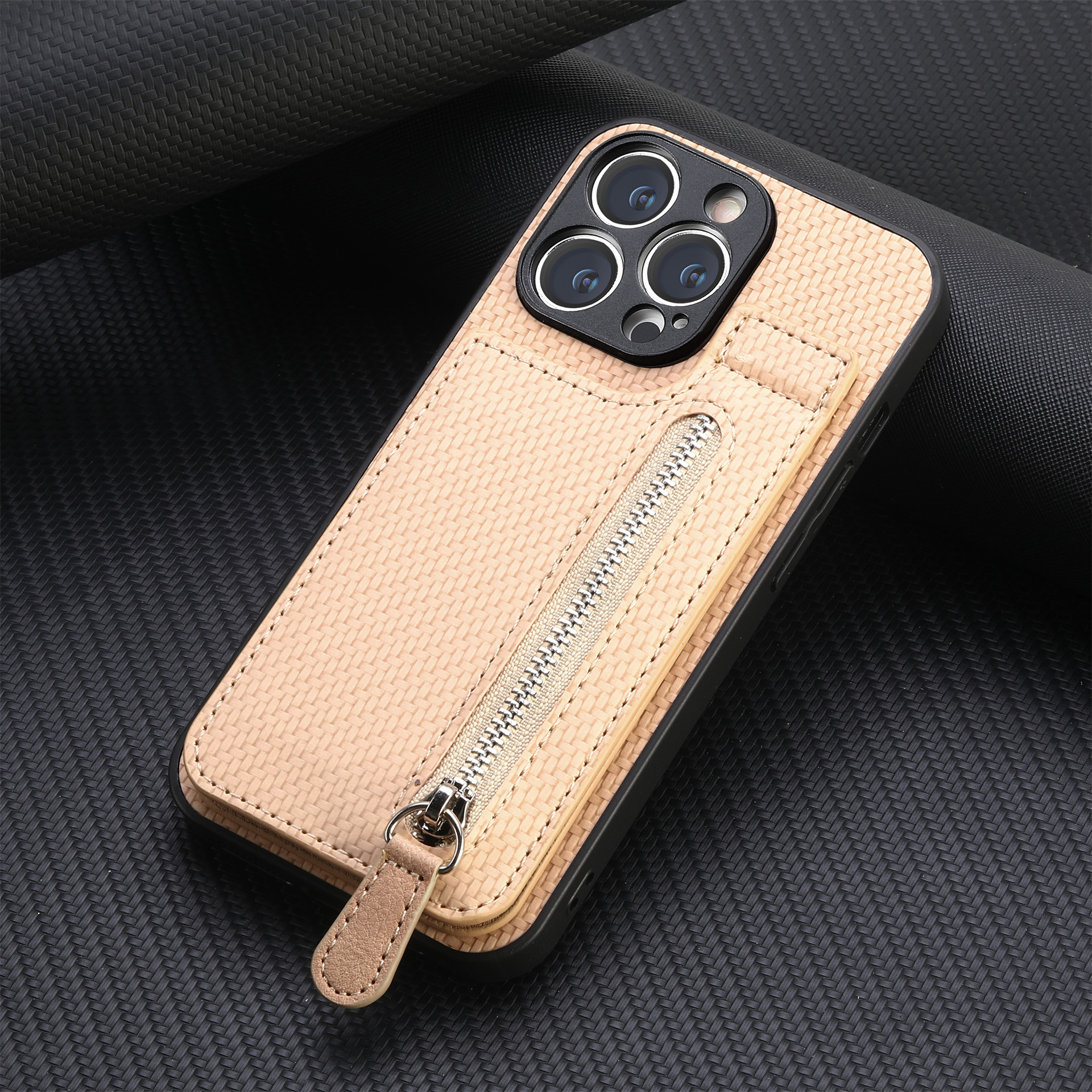 TechGlobe Compatible With IPhone 17 Flip Holder Phone Case Wallet Stand Zipper Bag Card Slot Protective Cover_voghion.com