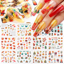 Nail Art Stickers Ins Autumn Maple Leaf Pumpkin Fruit跨境专