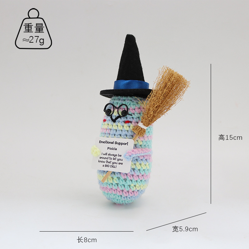 手作りかぎ針編みキュウリ毛糸編みキュウリニット野菜果物人形ストラップ正エネルギー表情バッグ置物