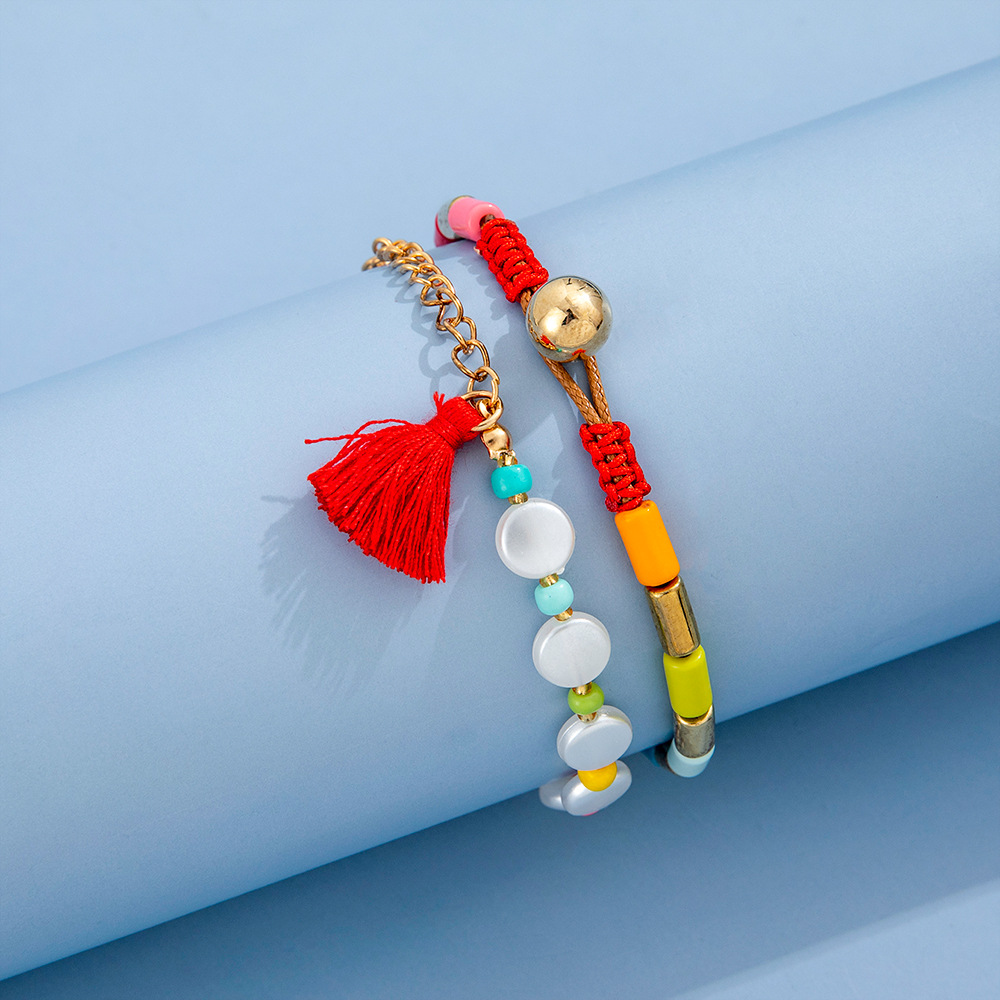 Bohemian Style neue Farbe Spleirohr Perlen Quaste Armband Mode zweiteiliges Setpicture1