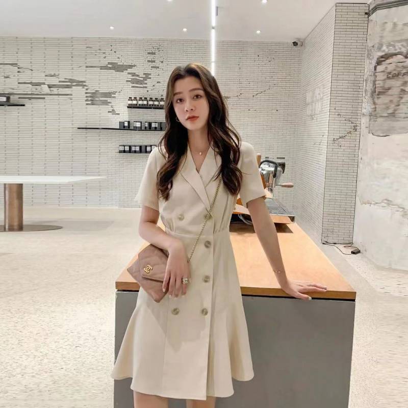 Suit dress Women 2025 Spring and Summer New Temperament Professional Design Sense Waisted Double-breasted Slim-fit Sweet Skirt Suit dress Women 2025 Spring and Summer New Temperament Professional Design Sense Waisted Double-breasted Slim-fit Sweet Skirt