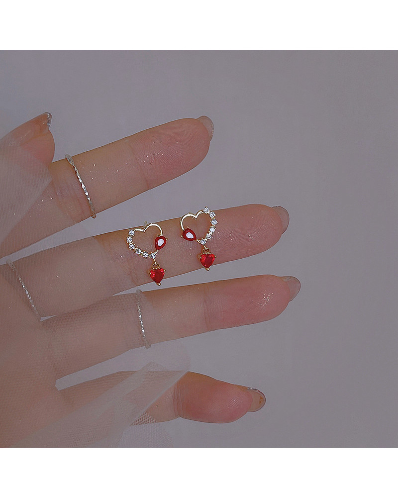 Simple Style Heart Shape Copper Inlay Zircon Drop Earrings 1 Pair