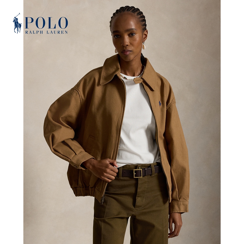 RL Ralph Lauren Pony Logo Women's Spring 2026 Oversized Vintage Combed Cotton Jacket RL Ralph Lauren Pony Logo Women's Spring 2026 Oversized Vintage Combed Cotton Jacket