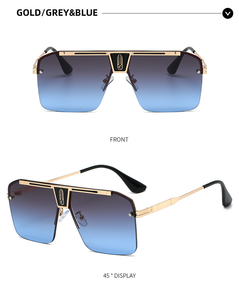 Solid Color Pattern Exaggerated Solid Color PC UV400 Protection Square Full Frame Men's Sunglasses