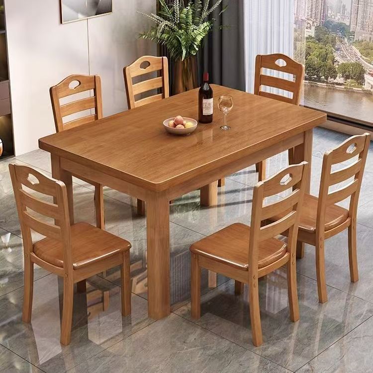New All Solid Wood Chinese Dining Table and Chair Dining Table Combination Modern Simple Small Apartment Home Rectangular Dining Table