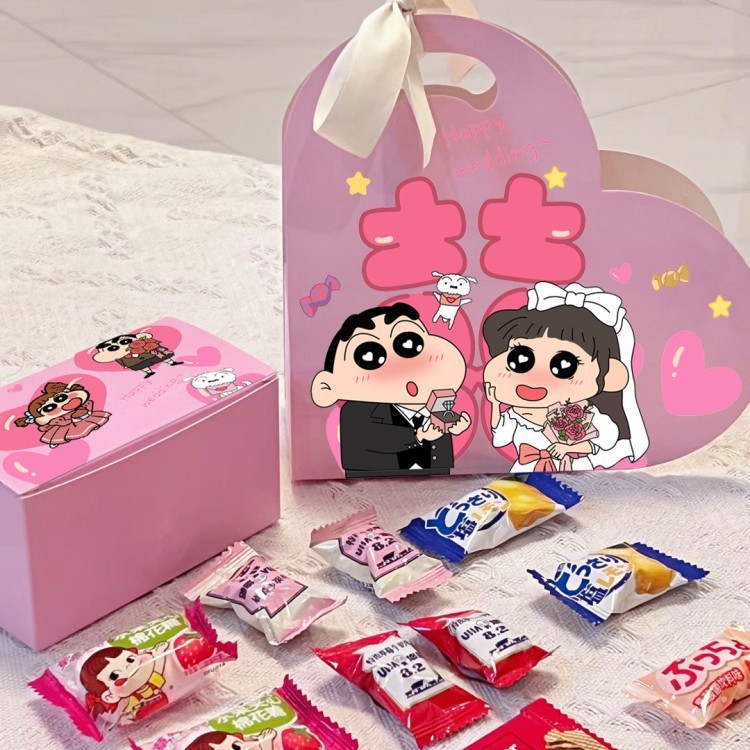 ネット赤手描きイラスト漫画手提げケースかわいい結婚喜糖箱結婚式婚約領収書喜糖箱テーブル糖箱|undefined